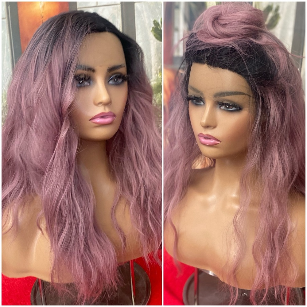purple black lace front wig